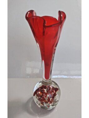Vintage Hand Blown Sulfure Soliflore Vase/Paperweight Murano 8 1/2"